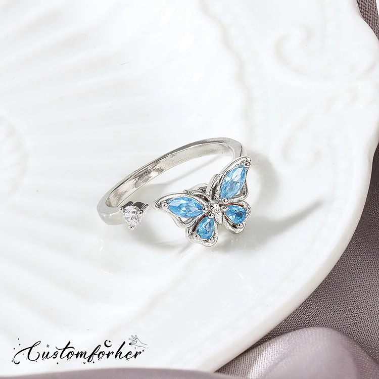 Rotating Butterfly Spinning Anxiety Adjustable Ring