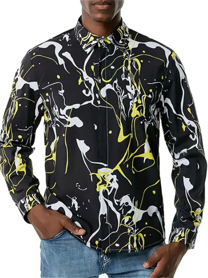 Summer Men's 3D Digital Printing Lapel Cardigan Long Sleeve Shirt Printed Shirt Long Sleeve Shirt S-6XL-JRSEE