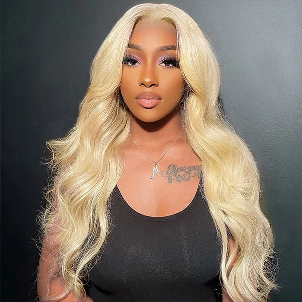 613 Blonde Wig Body Wave 4X4 Lace Closure Wig Transparent Lace Wig