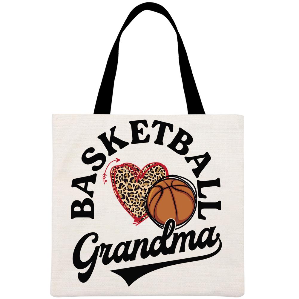 Basketball Grandma Printed Linen Bag-Guru-buzz