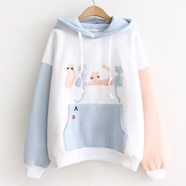 Cute Kawaii Cat Embroidery Hoodie Pullover SP1710563
