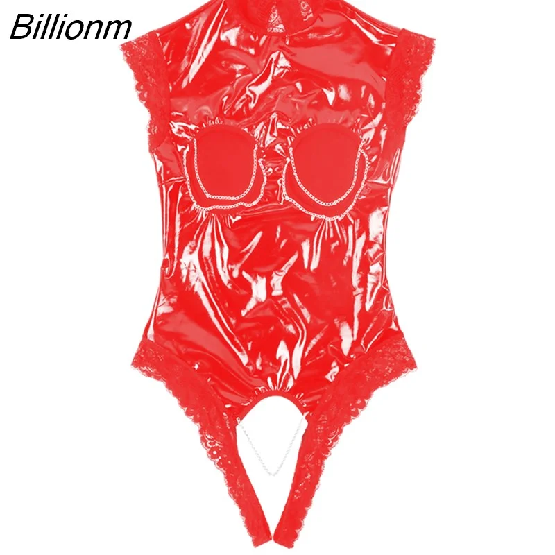 Billionm Womens Open Breast Crotchless Lace Trimmed Leotard Bodysuit