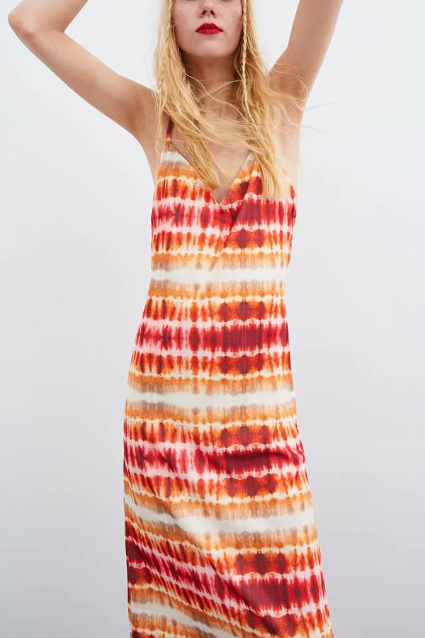 Tie Dye V-neck Spaghetti Straps Dress - Shop Trendy Women's Clothing | LoverChic