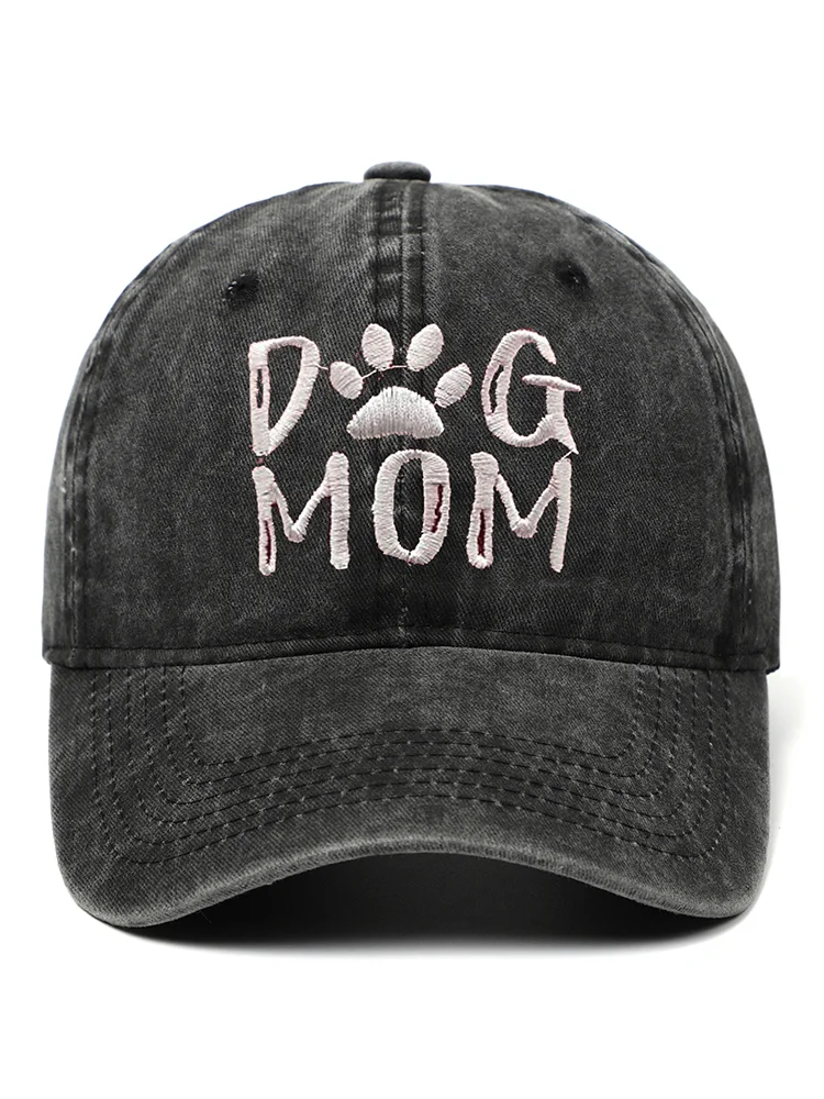 Comstylish Dog Mom Embroidered Washed Track Cap