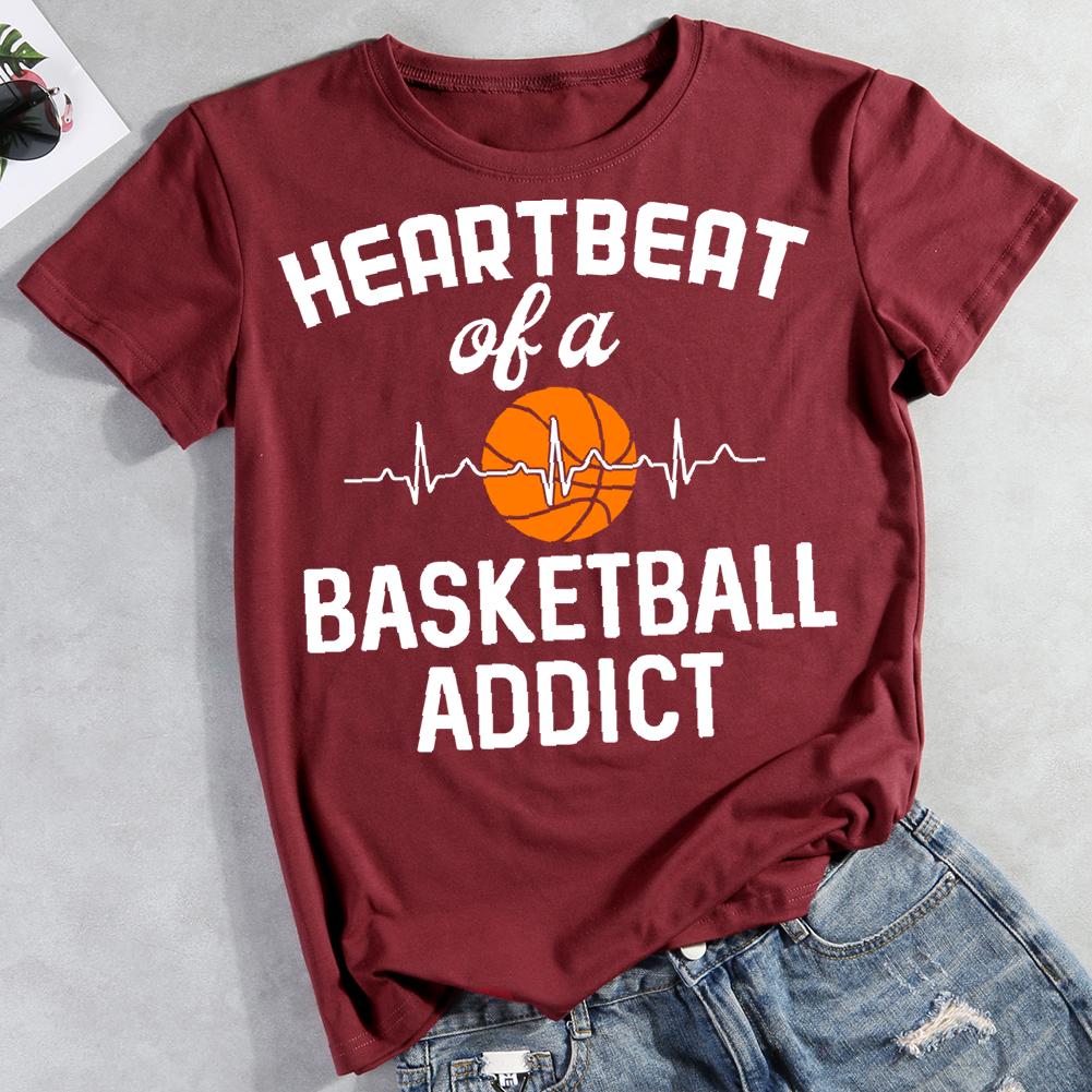 heartbeat of a basketball addict Round Neck T-shirt-0022862-Guru-buzz