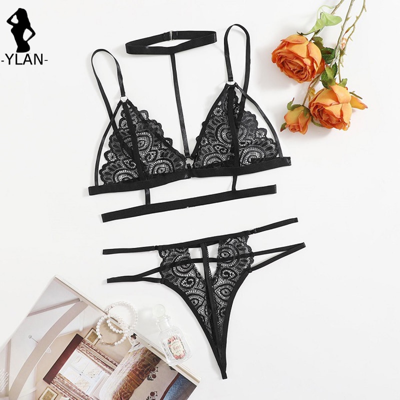 6pcs Sexy Women's Halter Hollow Lingerie Set