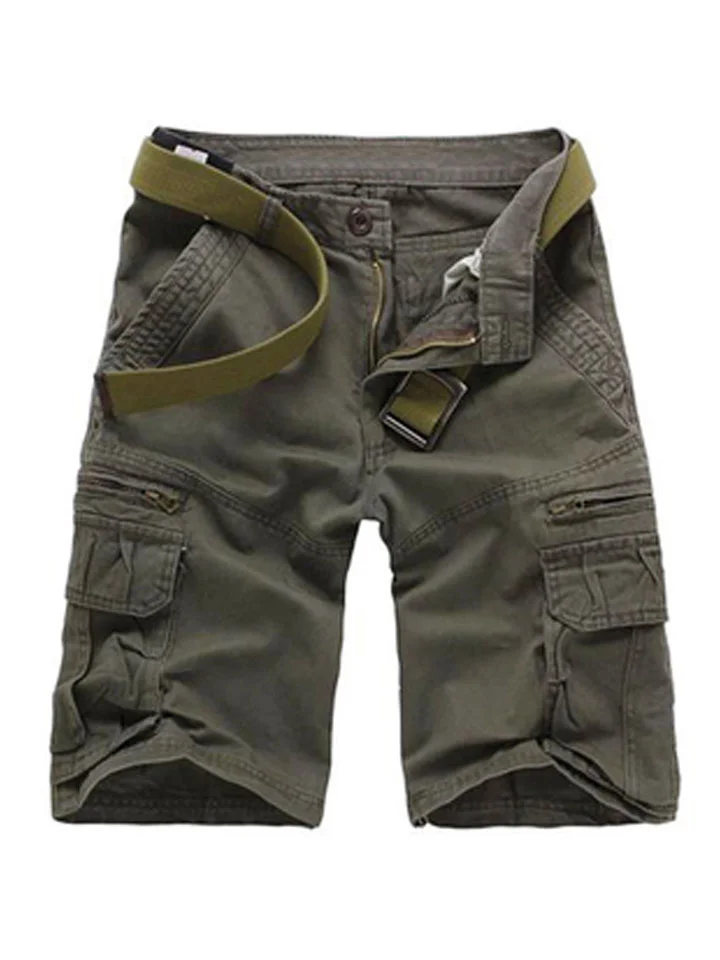 Men's Cargo Shorts Shorts Multi Pocket Straight Leg Solid Colored Comfort Wearable Knee Length Outdoor Daily 100% Cotton Sports Stylish Black Army Green-JRSEE