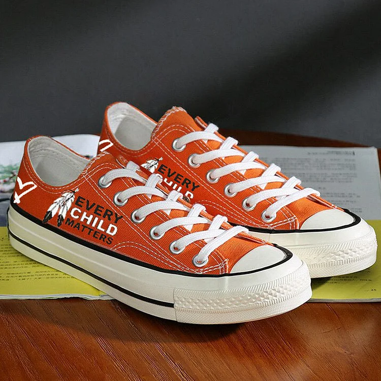 PORTION DONATE!Women's Orange Lace-up Canvas Sneakers