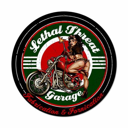Pin up girl garage - Round Shape Tin Signs/Wooden Signs - 30*30CM