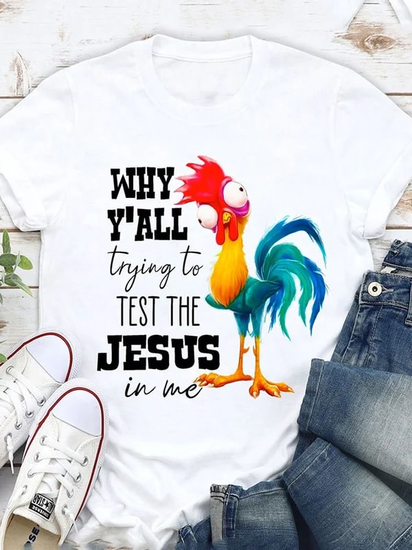 VChics Funny Jesus Print T-Shirt