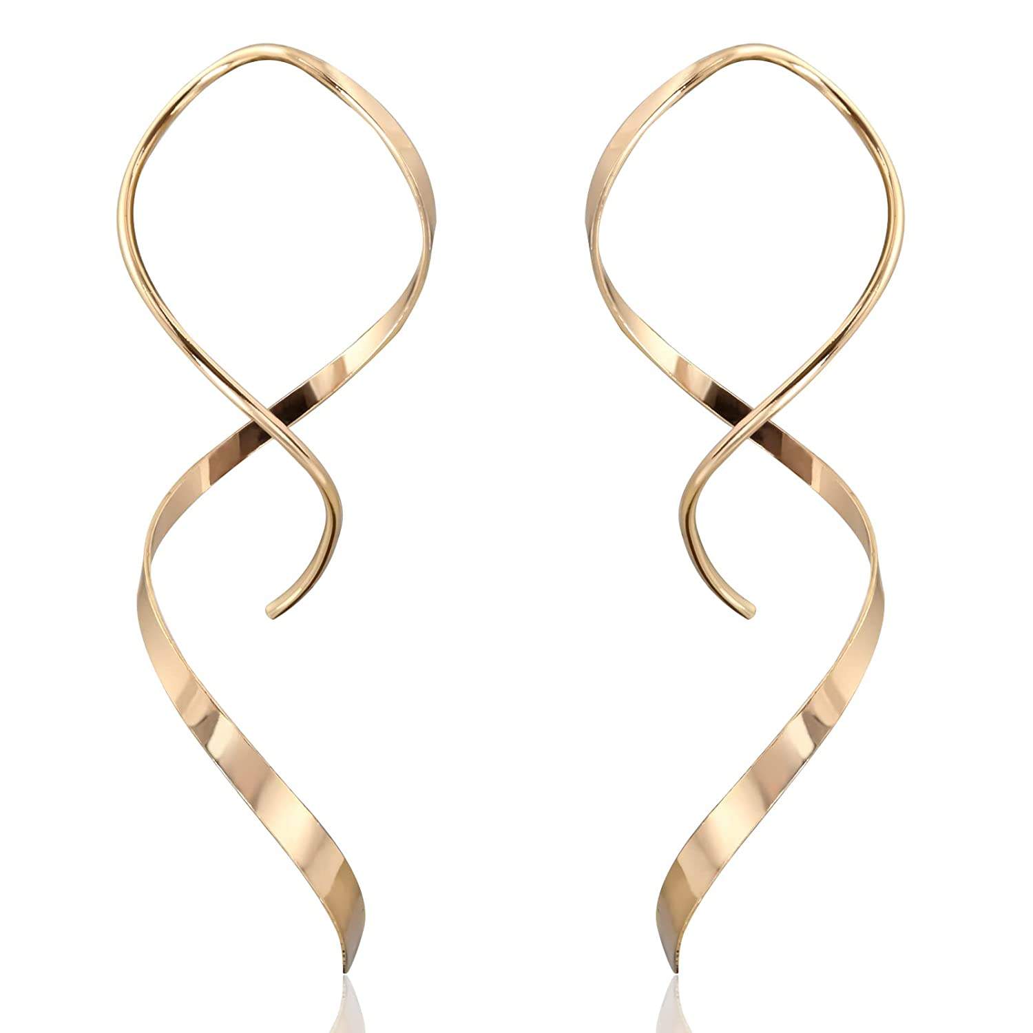 Sterling Silver Threader Earrings with Twisted Teardrop Spirals