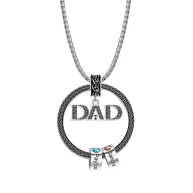Personalized Men Necklace Engraved 2 Names Family Necklace for Dad