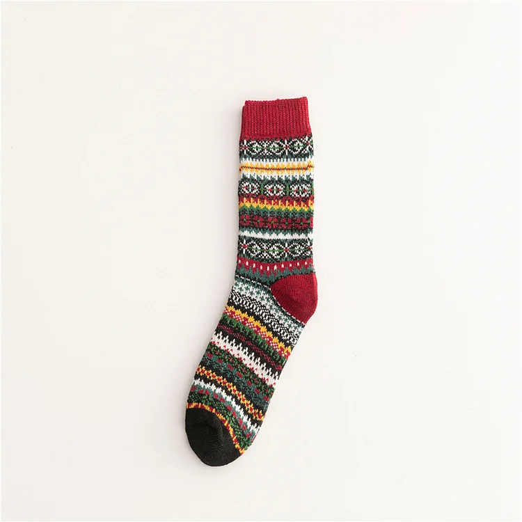 Comstylish Soft Warm Retro Tribal Color Block Socks