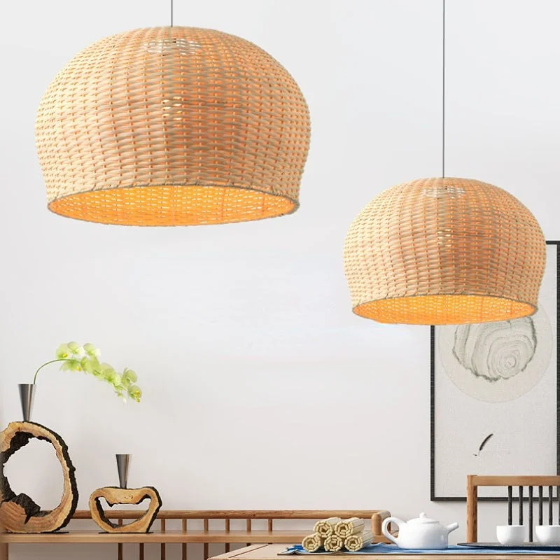 Handwoven Bamboo Basket Pendant Light Lampshade