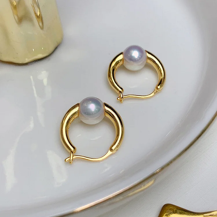 Simple Pearl Hoop Earrings