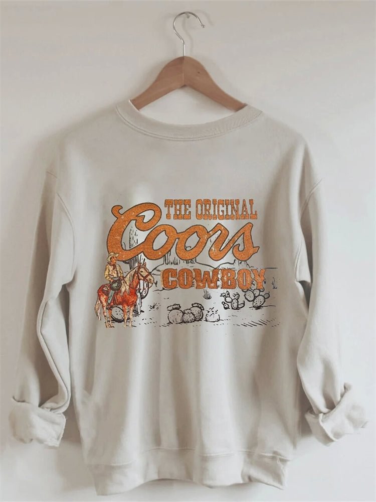 VChics The Original Coors Cowboy Print Loose Sweatshirt