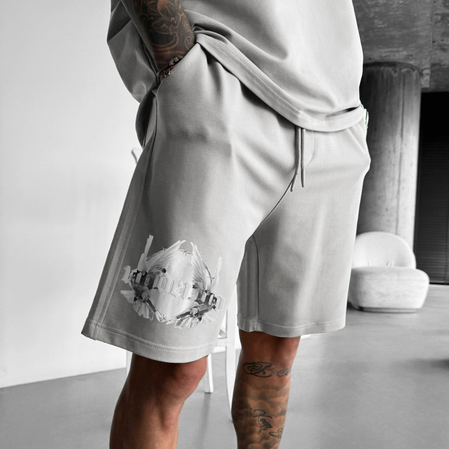 Vintage Peace Dove Print Loose Shorts - Helixace