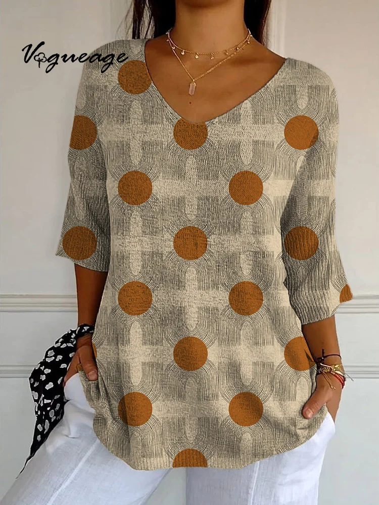 Fashionable And Simple Soft Polka Dot Knitted Sweater