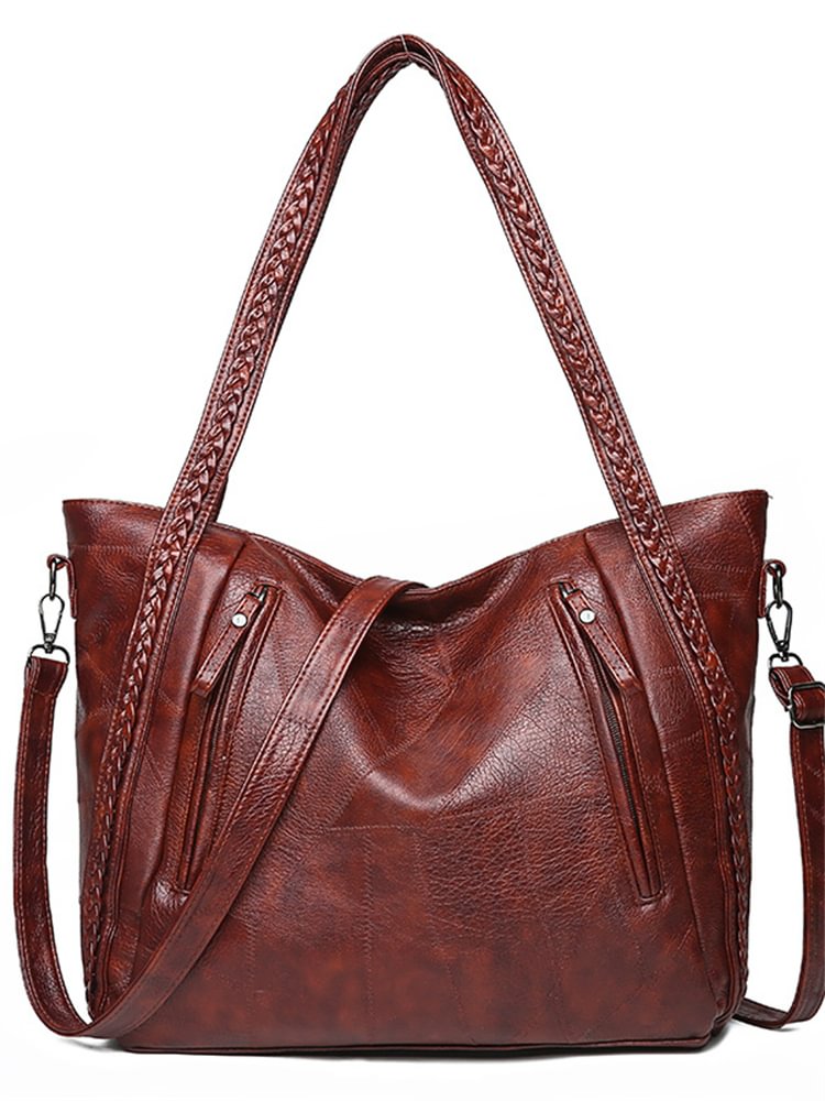 Comstylish Vintage Braid Details Utility Tote Bag