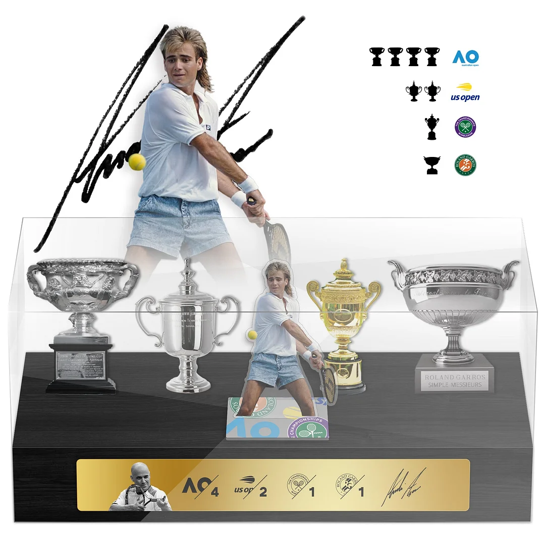 Andre Agassi Tennis Grand Slam Display Case Metal Trophy Case