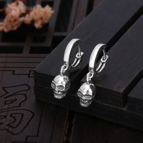 Sterling Silver Overpowering Skull Earrings