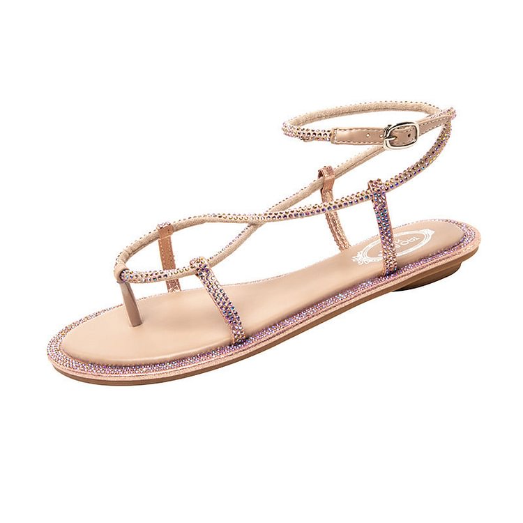 Rhinestone Strappy Slingback Flip Flop Sandals