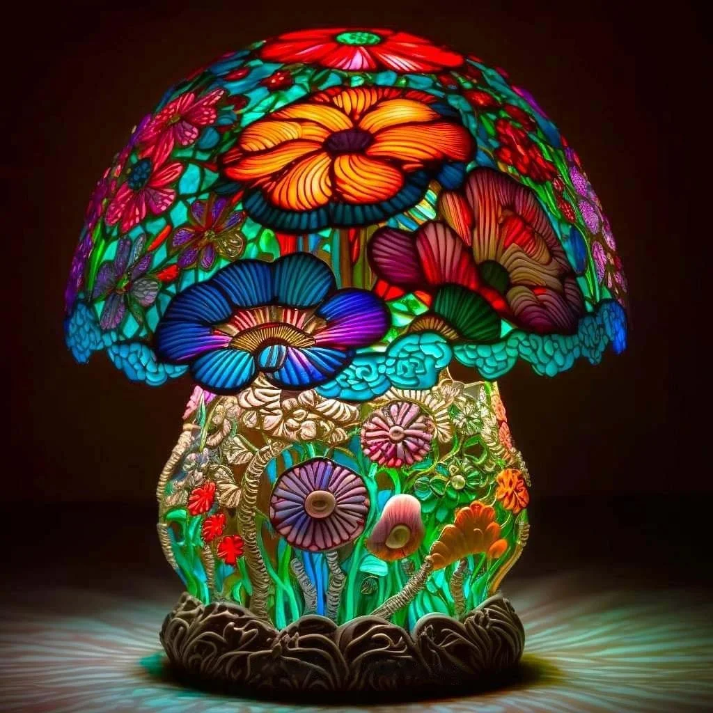 💝Stained Glass Plant Series Table Lamp（Mushroom Lamp）