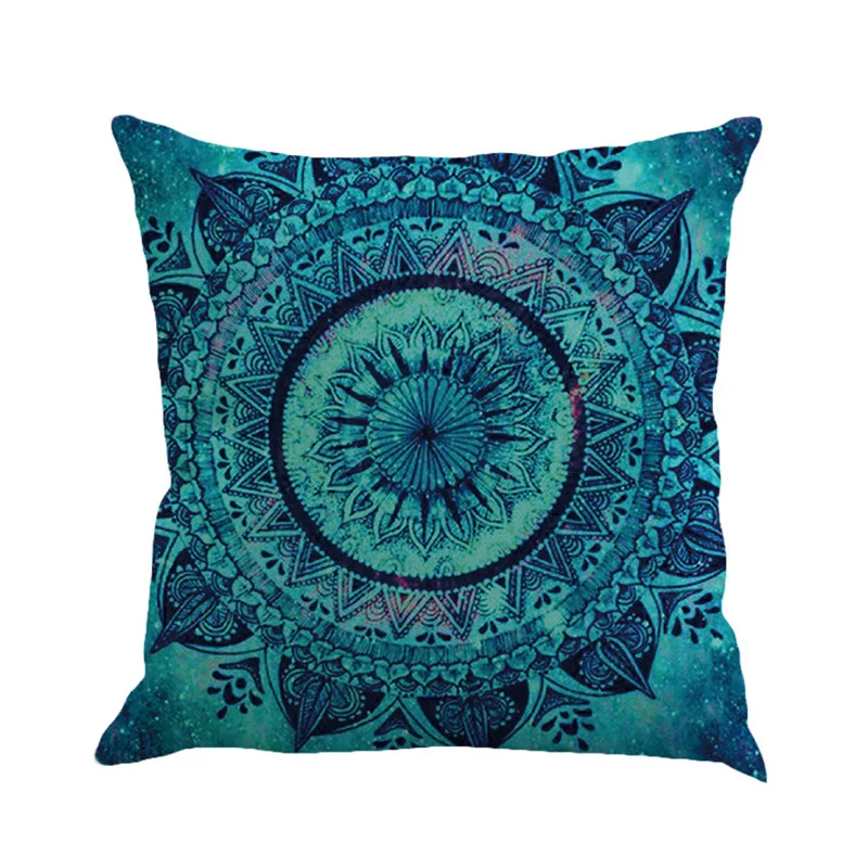 Retro Flax Featured Mandala Printed Cushion Pillowcase
