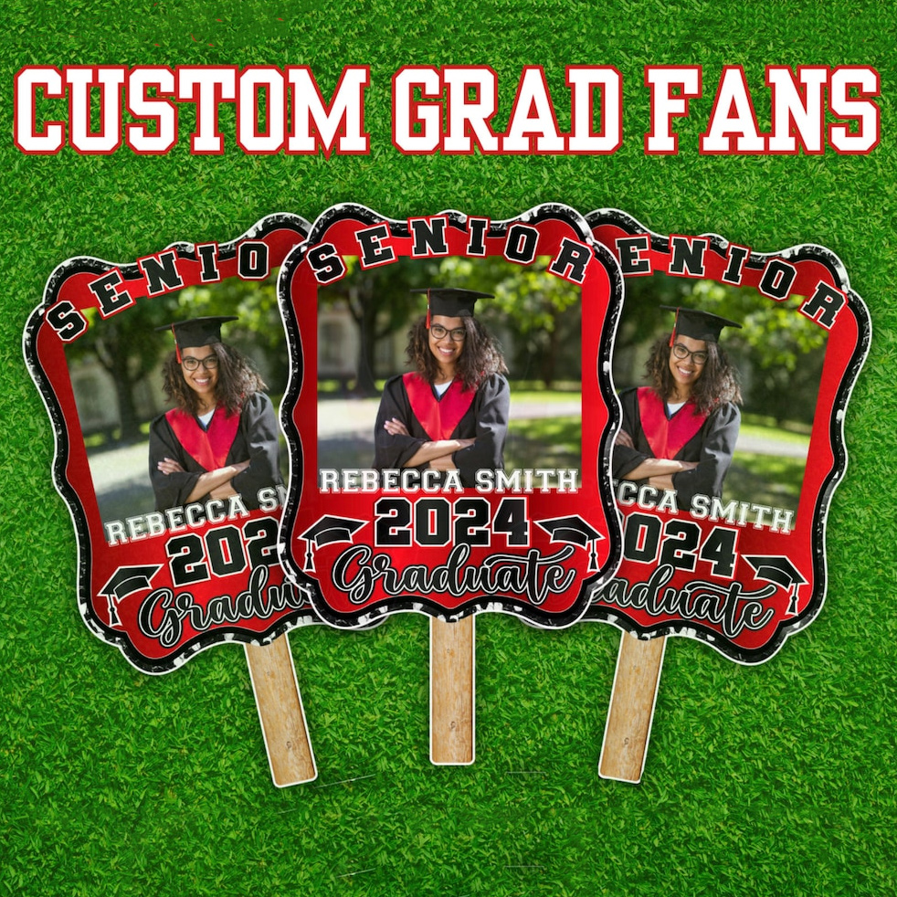 Voila Print Custom Face Fans With Handle Graduation Head Grad Face Fans Class Of Head