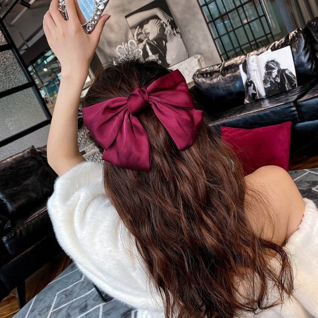 Korean Legant Ribbon Velvet Bow Crystal Hair Clips SP17223