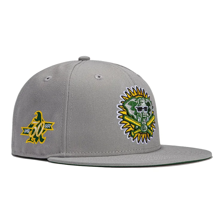 New Era 59Fifty Grey OTC Oakland Athletics 30th Anniversary Patch Stomper Hat - Grey QueenFunky