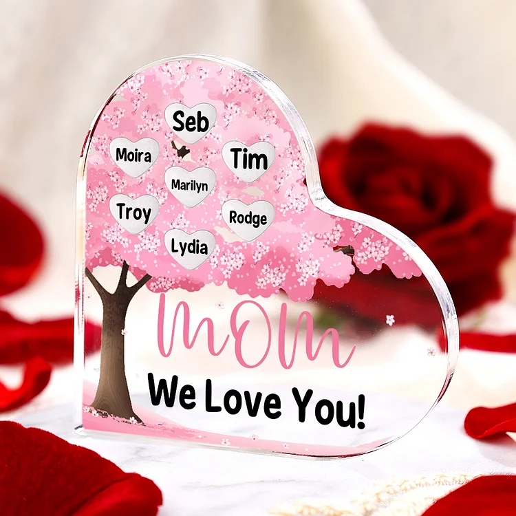Personalized Texts Acrylic Heart Keepsake Family Tree Custom 1–10 Names Ornament Gifts For Mother/Grandma