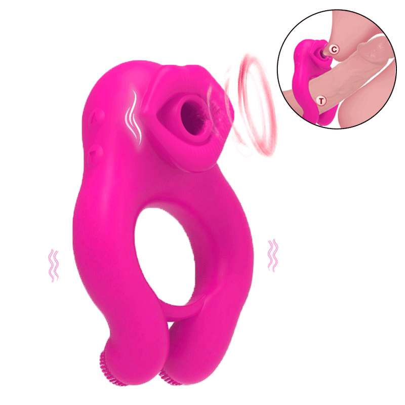 Loopra - Mouth Sucking & Vibrating Cock Ring Dual Pleasure Clitoral and Penis Stimulator for Couples By Rose Toy