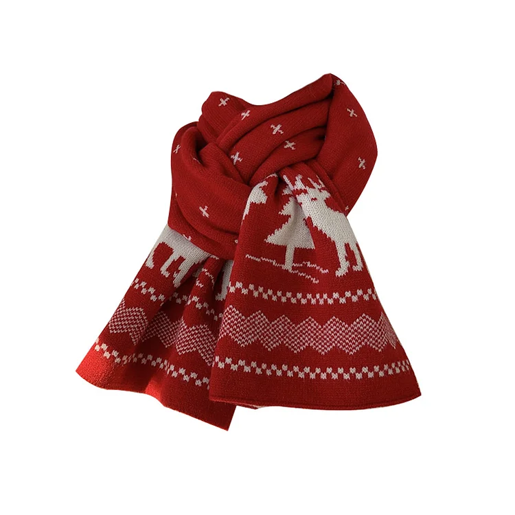 Christmas Classic Snowflake Printed Knitted Scarf
