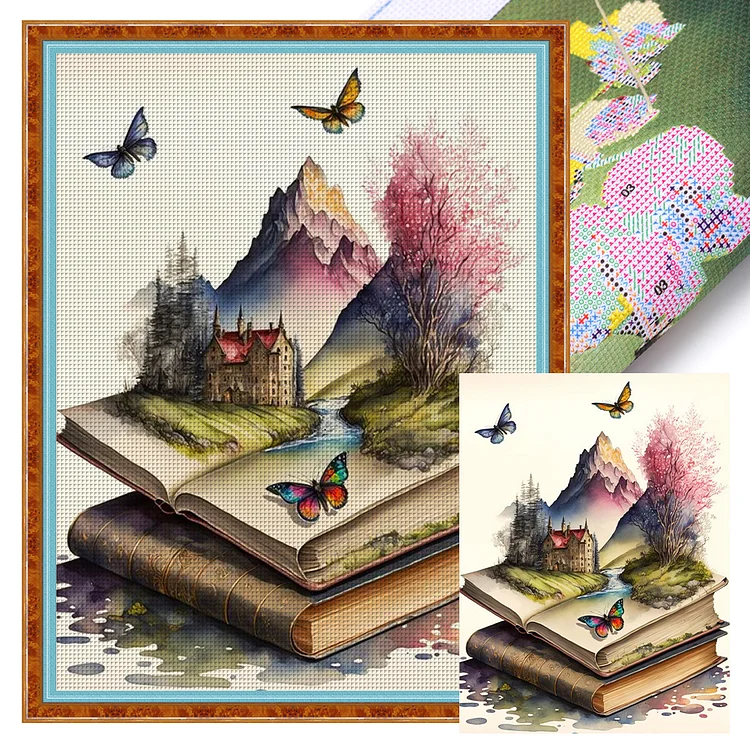 Fantasy Scenery In Books (40*55cm) 11CT Stamped Cross Stitch gbfke
