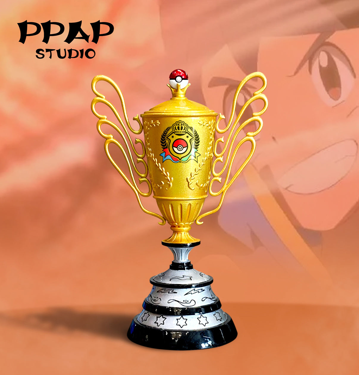Ash Ketchum's Pokemon World Champion Trophy Pokemon Resin Statue PPAP  Studios