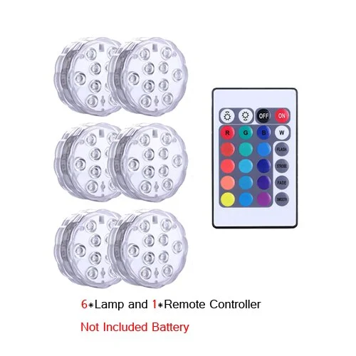 Underwater Light Waterproof Battery Operated 10LED Multi Color Submersible LED Lamp for Fish Tank Swimming Pool Wedding Party