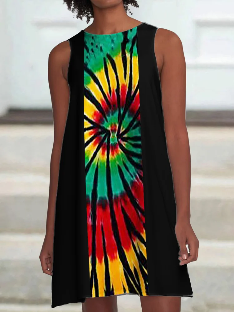 Black Pride Tie Dye Patch A Line Mini Dress