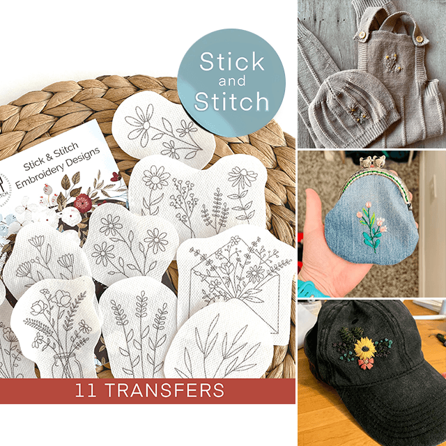 Botanical Hand Embroidery Pattern, Stick and Stitch Transfer Patch