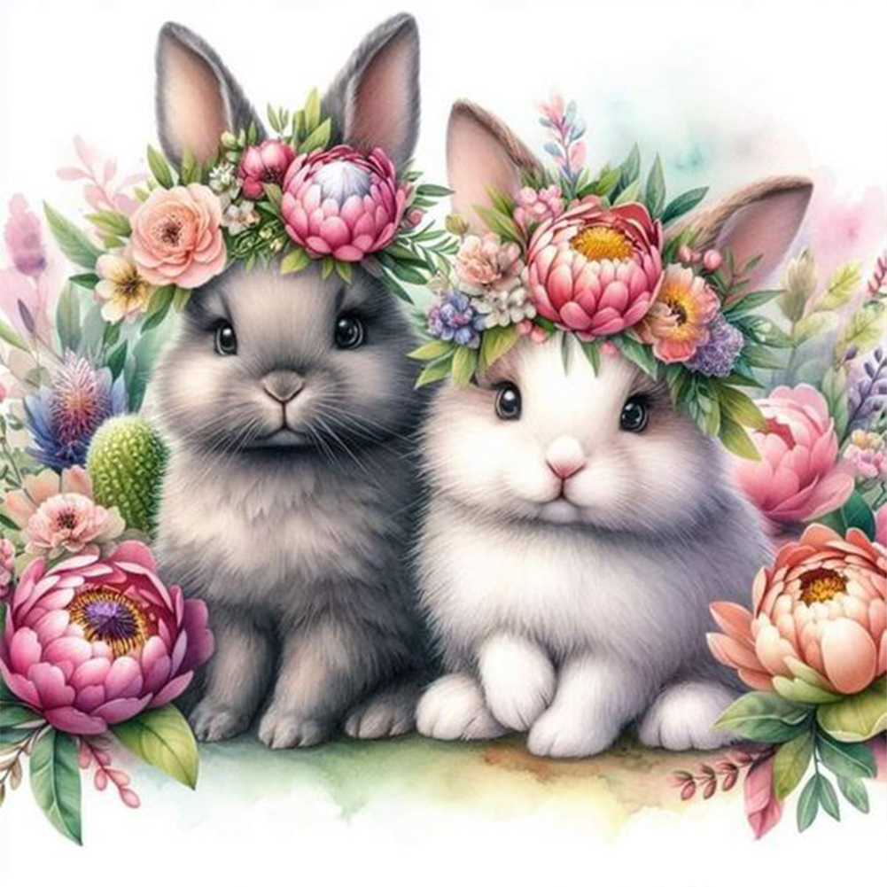 Diamond Painting - Full Round - Rabbit(30*30cm)-1210138.04