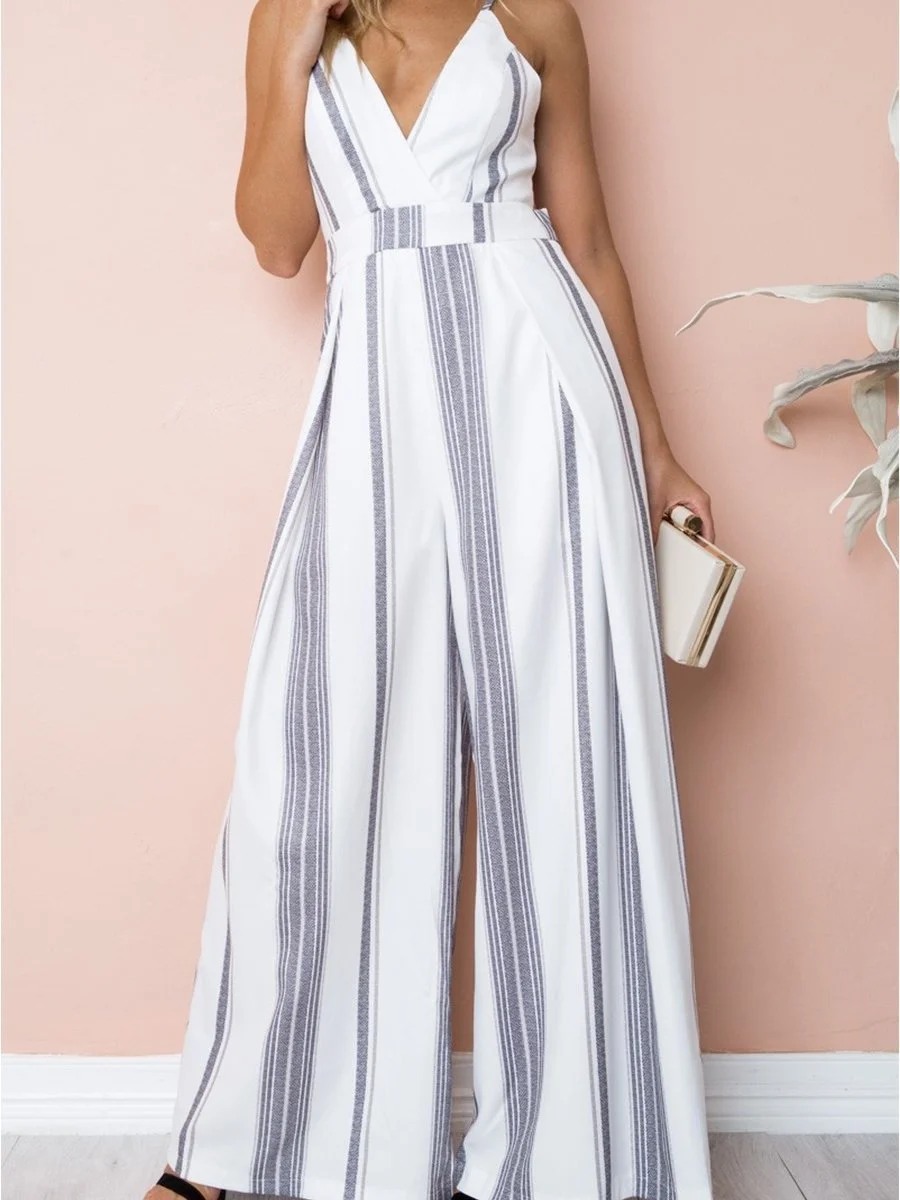 Sexy V-neck Printing Sling Jumpsuits