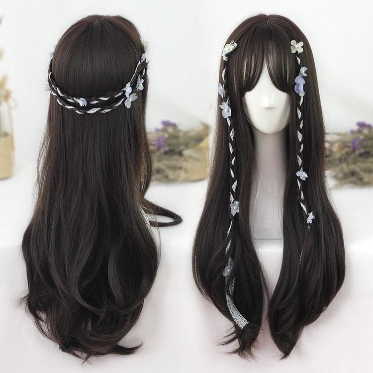 Black-brown Natural Long Curly Wig SP178707