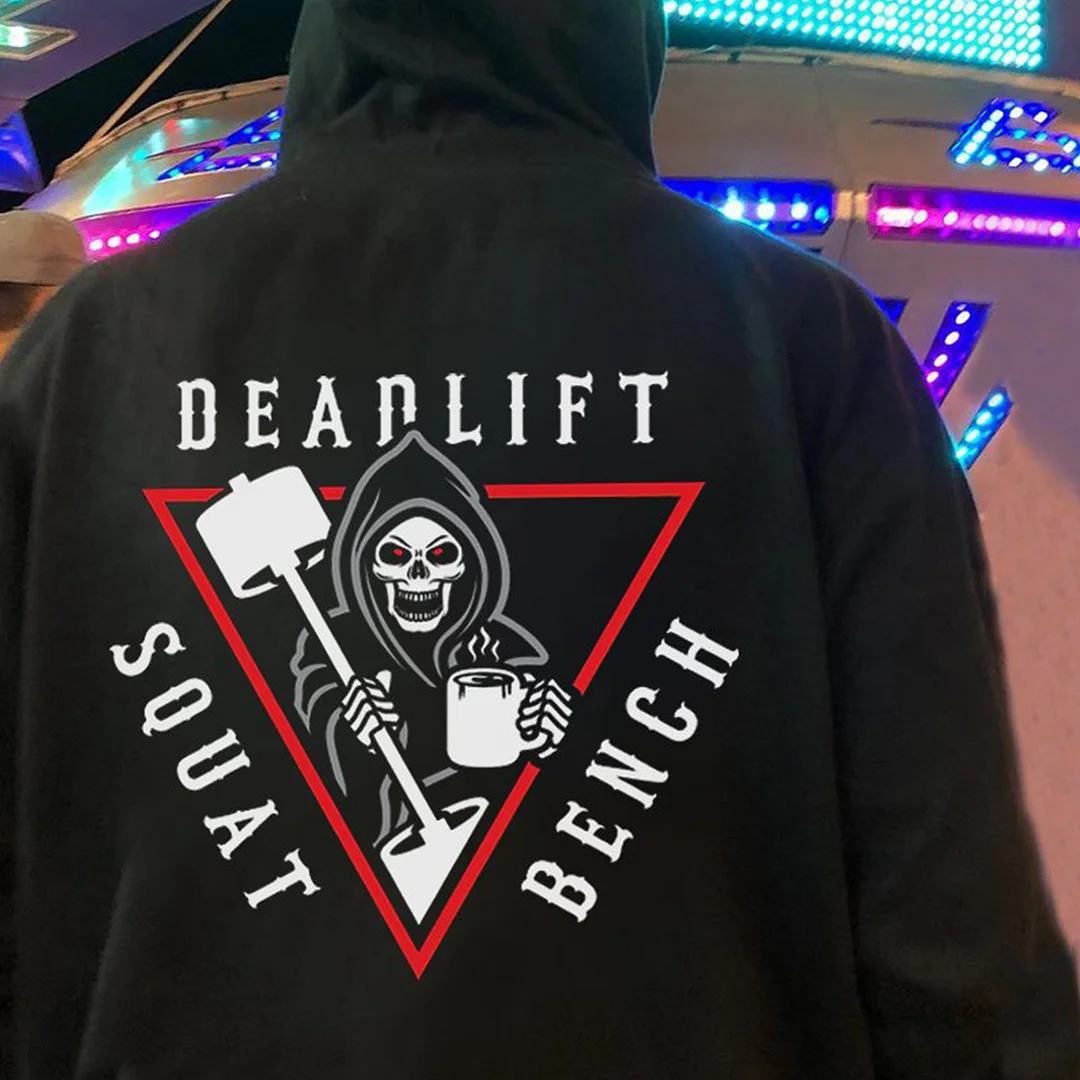 Squat Bench Deadlift Printed Casual Men Reaper Men's Hoodie -  