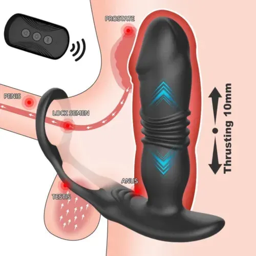 pornhint Pornhint Telescopic Anal Plug Dildo Male Prostate Massager Vibrator Cock Ring Sex Toy Men