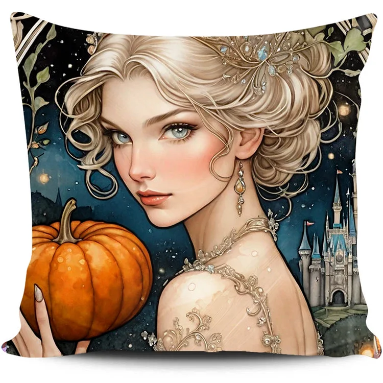 Cross Stitch Pillow - Fantasy Pumpkin Star Girl (45*45cm) gbfke