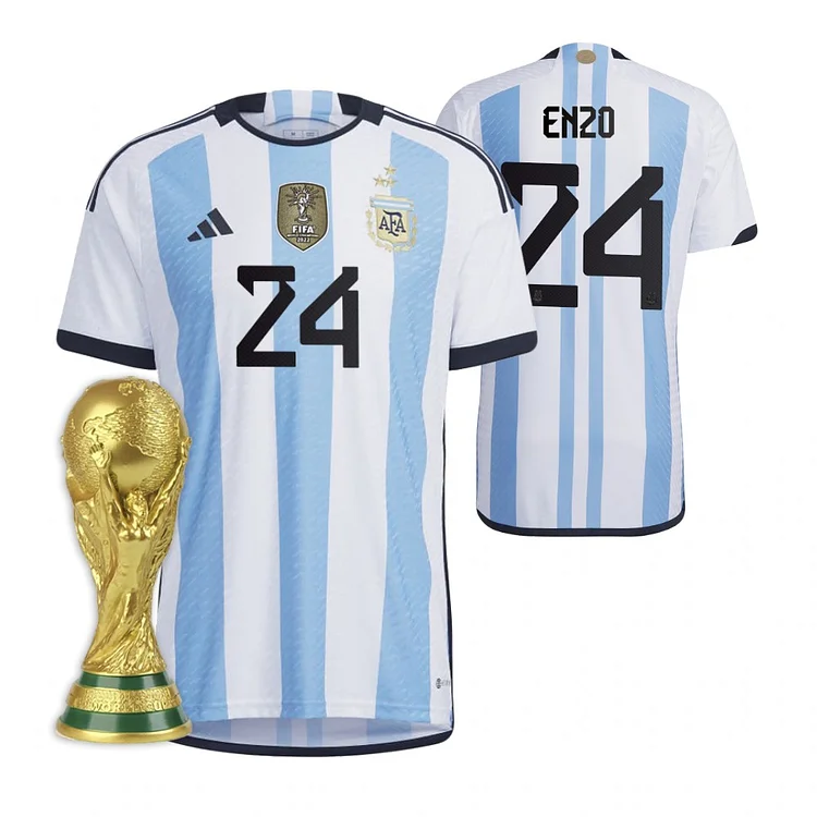 Argentina Enzo Fernandez 24 Home Shirt Kit World Cup 2022 Champion ( Mit Patch )