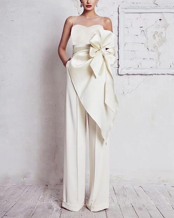 Elegant Round Neck Belted Pure Colour Sleeveless Jumpsuit - Chicaggo