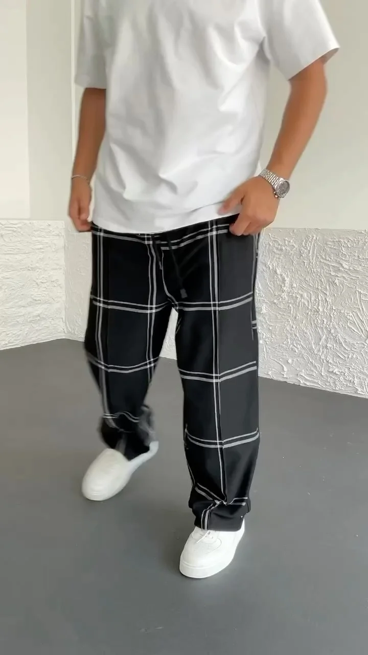 Men's Check Print Casual Pants