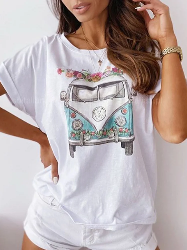 Bestdealfriday White Floral Print Casual Cotton Blend Shirts Tops 9406710