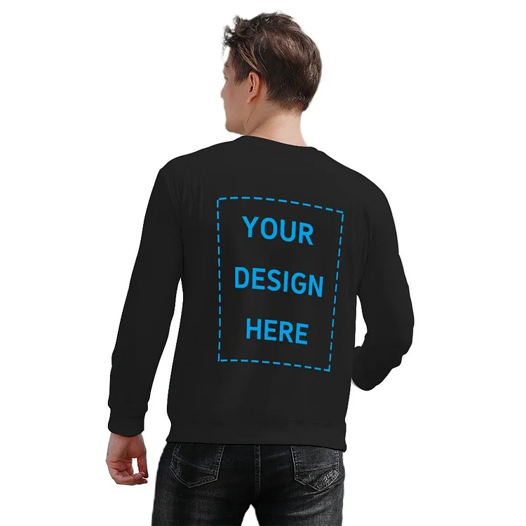 Personalized Men's Back Print Pullover Sweatshirt Design With Your Logo Or Text